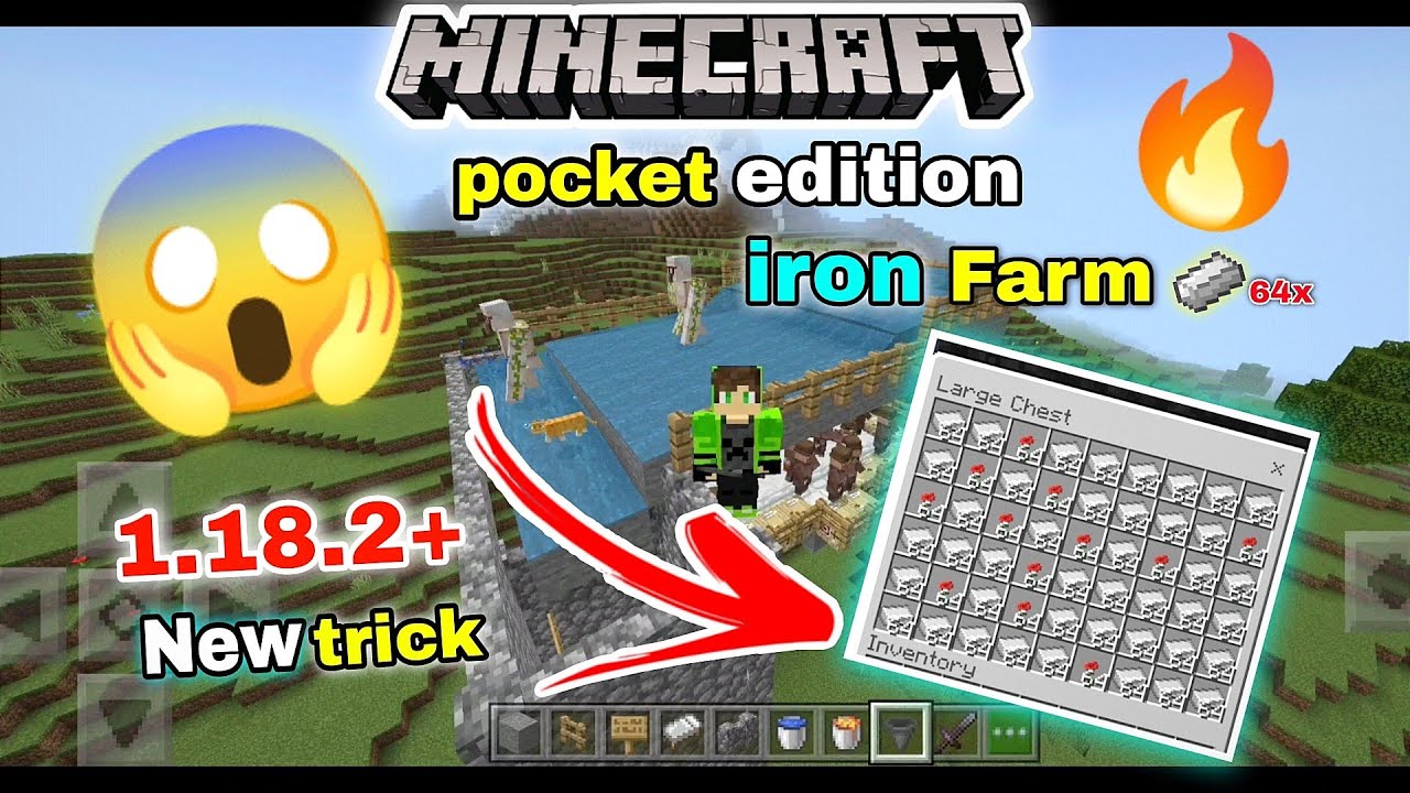 Minecraft pocket edition iron farm 1.18.2 100 working 🔥 HINDI