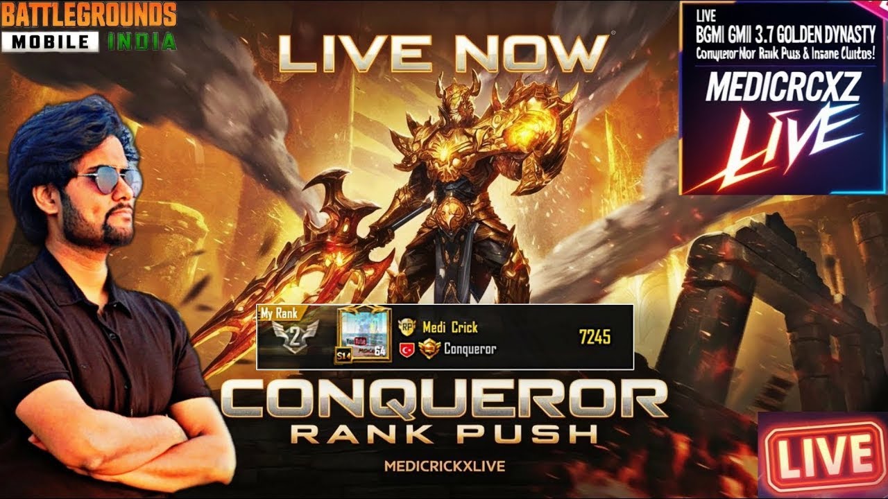 Conqueror Rank Push in 1 Day!🔥 | BGMI Intense Grind Begins @MedicRickZ ​