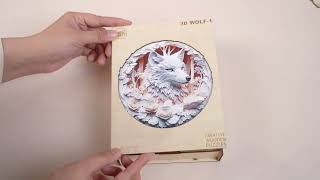 Adult Unique Shape Advanced Wooden Jigsaw Puzzle 3D Wolf