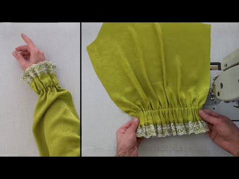 How to sew a beautiful sleeve with lace. ❤️ Sleeve stitching techniques