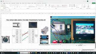 Koneksi kabel PLC Xinje XD3-24R-E to HMI Touchwin TG765-XT