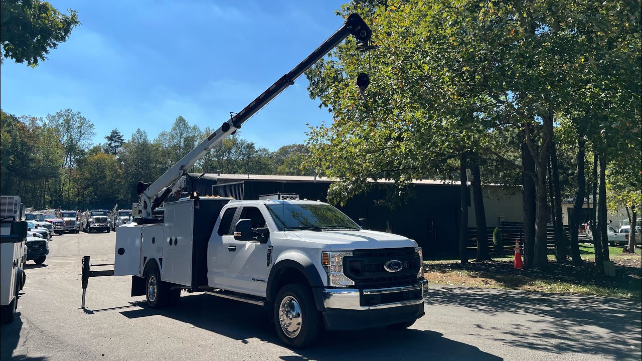 2022 Ford F550 Service Truck, 4x4, 35k Miles, IMT 7500-22 Crane, Diesel