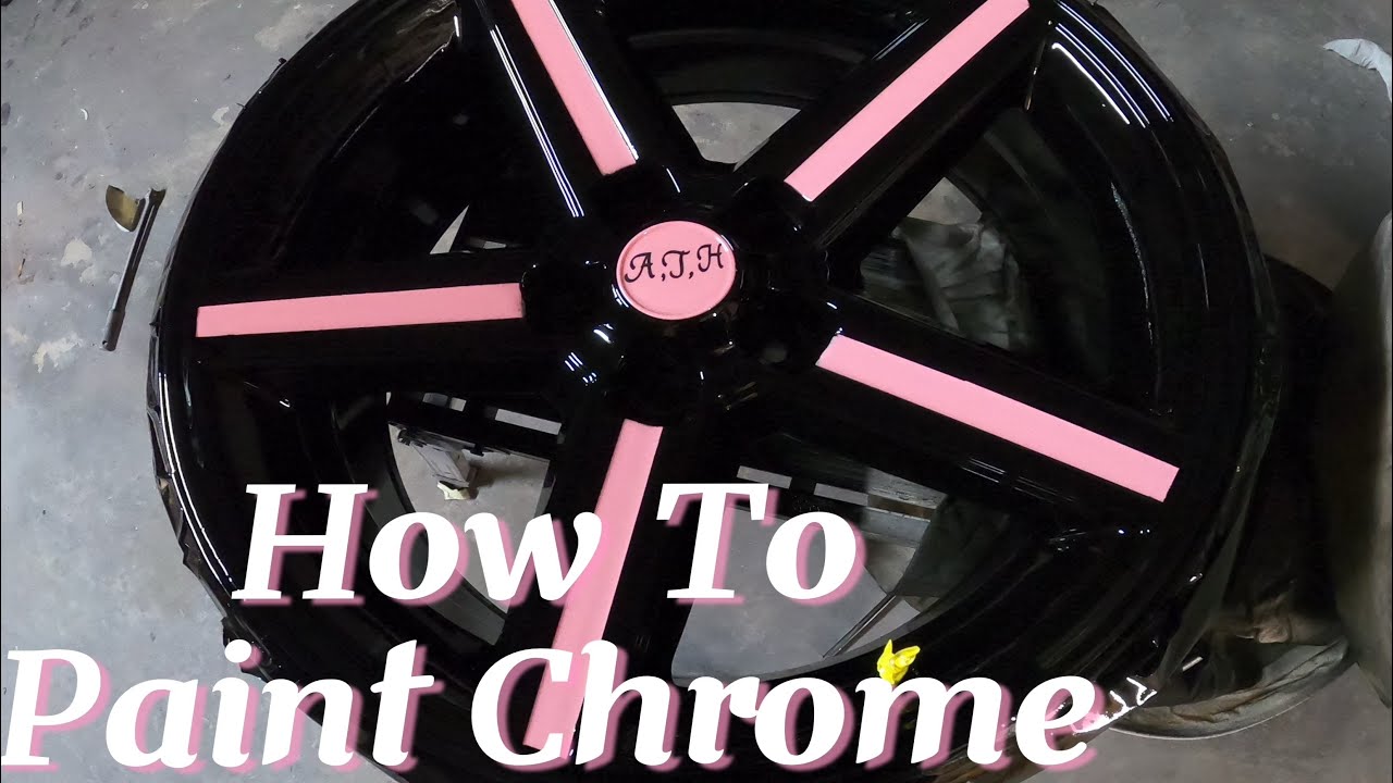 Painting chrome 22 inch iRock wheels Black and pink custom! - YouTube