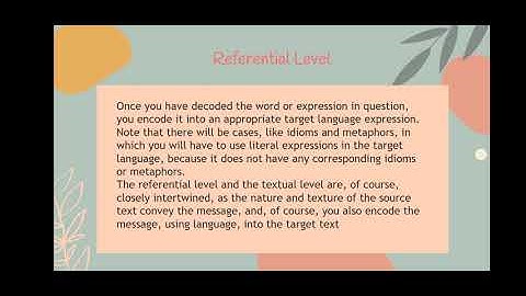Referential and Cohesive Level in Translation