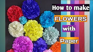 काग़ज से फूल कैसे बनाएँ/easy and beautiful paper flowers/paper craft/how to make paper flowers