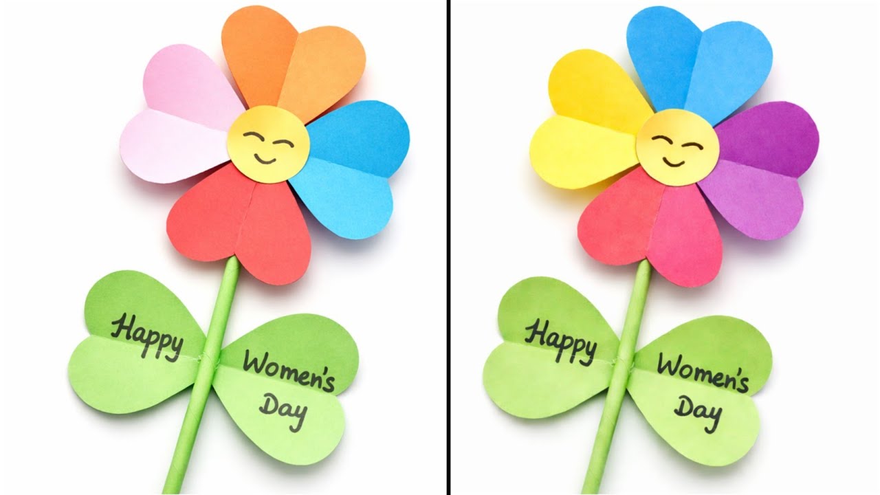 🥰Cute Craft For Women's Day / Easy Women's Day Gift Idea With Paper Flower / Mother's Day Craft