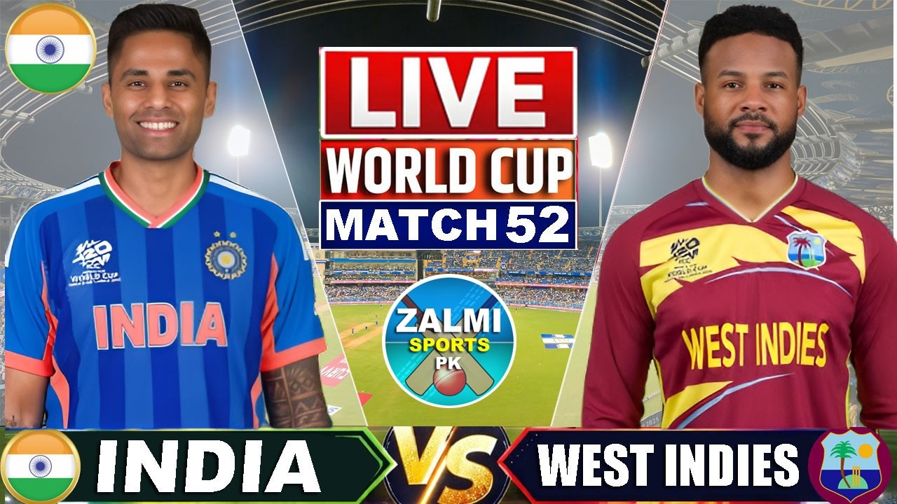 Live IND Vs WI T20 WC Match | Live Cricket Match Today | IND vs WI 52nd T20 2nd innings ind bat