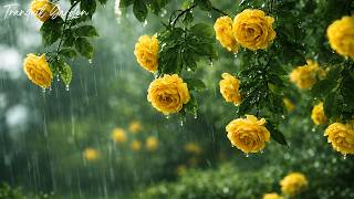 🌿 Relaxing Rain Sounds in Peaceful Garden 🌸 Soft Rain on Leaves for Sleep & Deep Focus