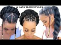 6 quick  easy rubber band hairstyles on  natural hair  tutorials  protective style  tupo1