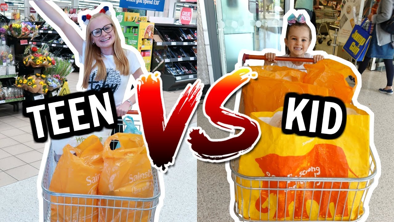 TEEN vs KID: GROCERY SHOPPING CHALLENGE! | Family Fizz