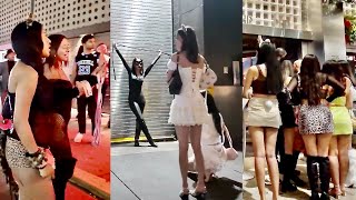 Women Exploring NYC  Nightlife 🔥 Time Sq + 9th Ave Manhattan Nightlife Districts, 4k