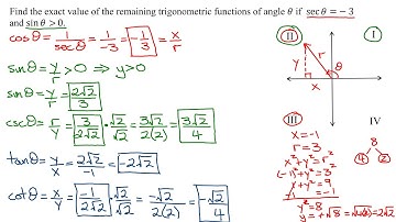How to Find the Exact Value of Five Remaining Trig Functions Given One Value and Condition