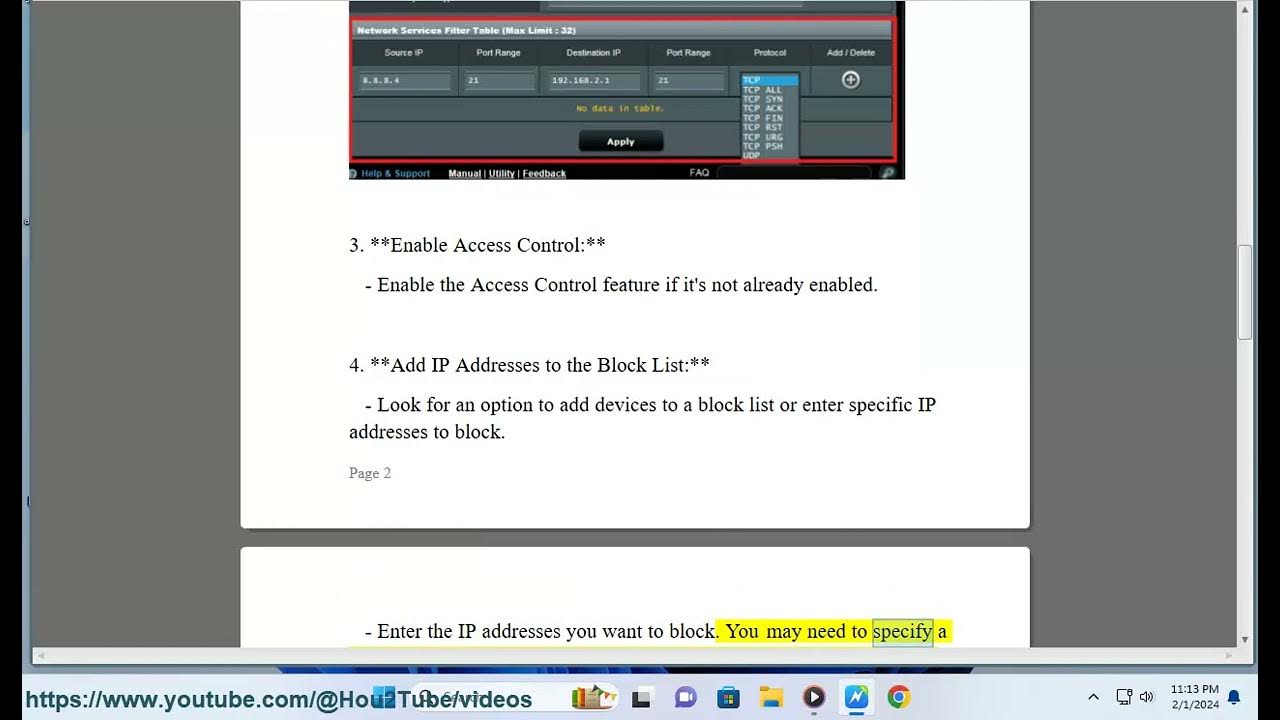 Block specific IP addresses on Asus router? block ip on rt ax3000? asus router blocking website