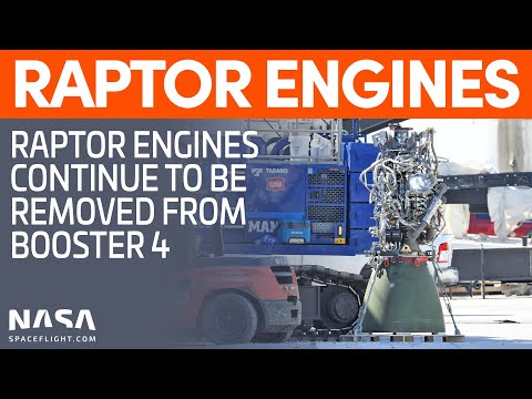 Raptor Engines Removed From Booster 4 | SpaceX Boca Chica