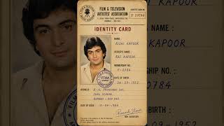Rishi Kapoor Ka Purana Identity Card 😍📜 | Rare Vintage Bollywood Memory | Old Is Gold #shorts