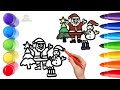 How To Draw cute Merry Christmas Drawing, Painting &amp; Coloring For Kids and Toddlers_ Child Art🐋🌈🎨
