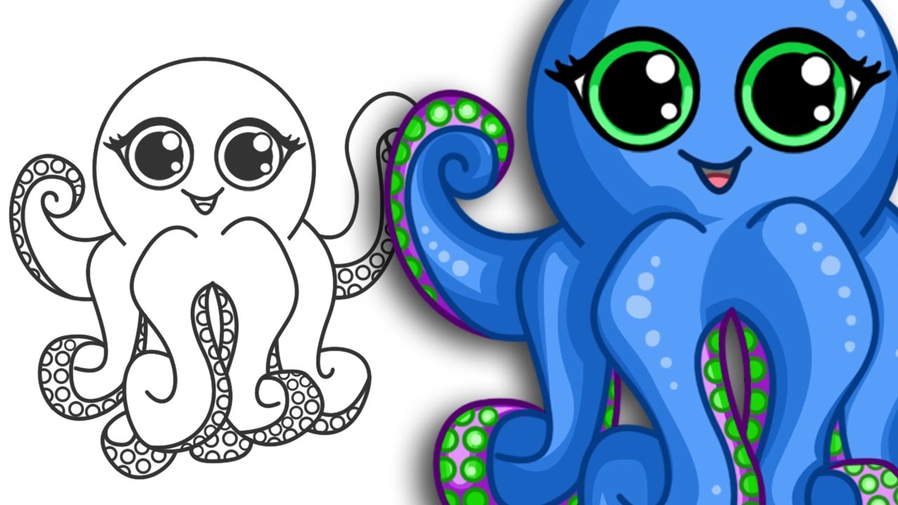 How to draw an Octopus | Super cute & Easy | Step By Step Drawing - YouTube