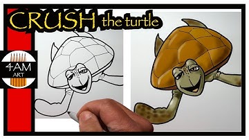 How to Draw CRUSH THE TURTLE (FINDING NEMO)