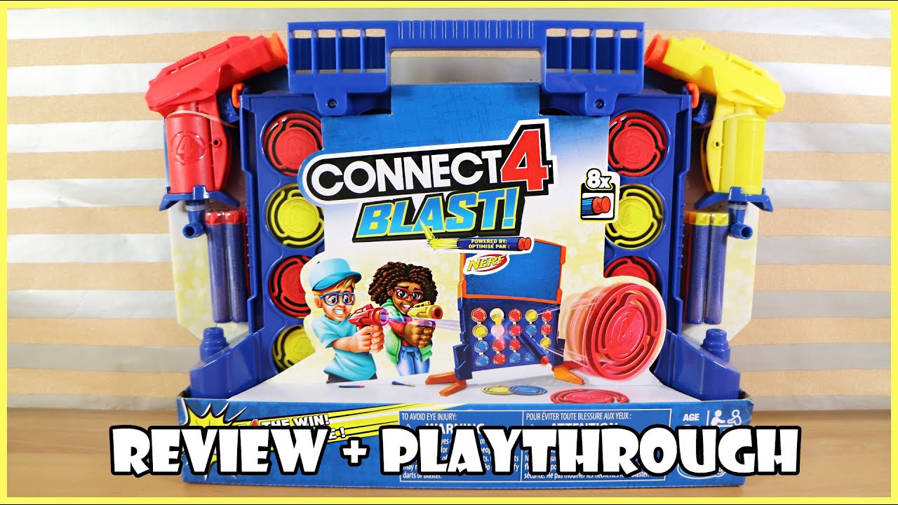 Connect 4 Blast! Game; Powered by Nerf; Includes Nerf Blasters and Nerf  Foam Darts; Game for Kids Ages 8 and up