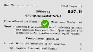 2013 Kuk BCA 2nd Sem C Programming Questtion Paper