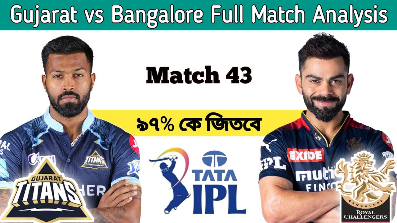 RC Bangalore vs Gujarat Titans match prediction, GT vs RCB 43rd match prediction, TATA IPL 2022