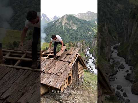 Off-Grid Survival Cabin Hidden in the Caucasus Mountains Alone