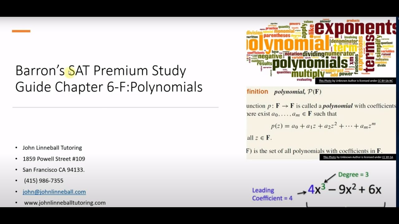 Barron's SAT Premium Study Guide Ch 6-F: Polynomials