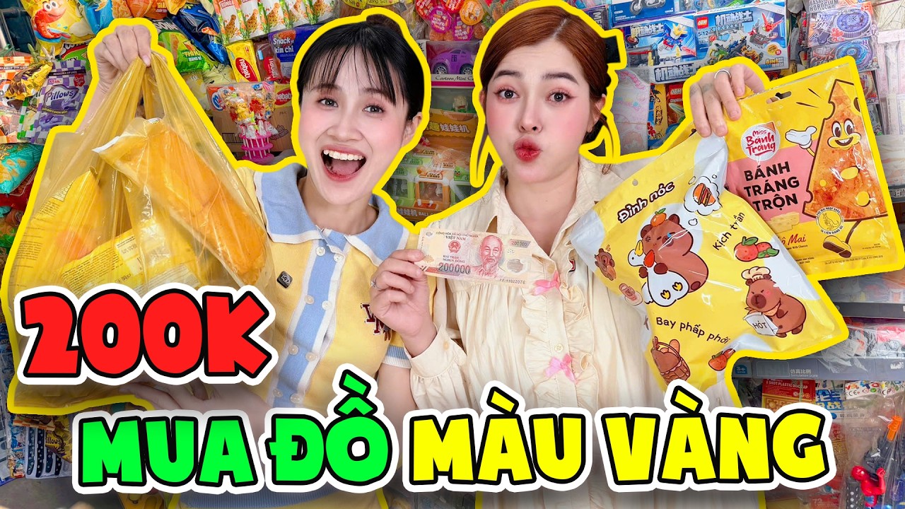 Thử Thách 200K Mua Đồ Màu Vàng Trước Cổng Trường I Linh Vyy Official