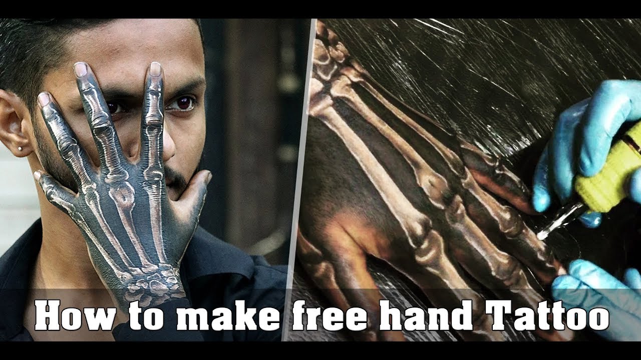 How to make Freehand Tattoo No stencil, no drawing, just ink to skin