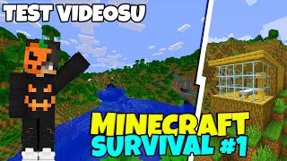 (Test Videosu) ⛺Harika Manzarada Ilk Kulübemiz⛺ | Minecraft Survival #1 (Minecraft Hayatta Kalma) screenshot 5