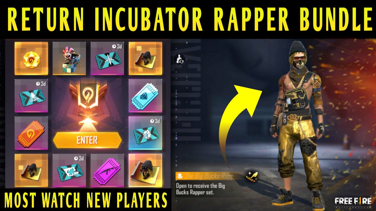 The Big Bucks Rapper Bundle Return | Rapper Wish Bundle in Incubator | Return Incubator Free Fire