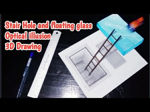 STAIR HOLE AND 3D GLASS | Optical illusion drawing | PADS FG