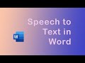 How to use speech to text in Word