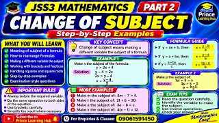 JSS3 Mathematics: Change of Subject Made EASY! | Step-by-Step Formula Examples| End Part