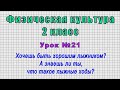 Физическая культура 2 класс (Урок№21 - Техника выполнения одношажного хода.)