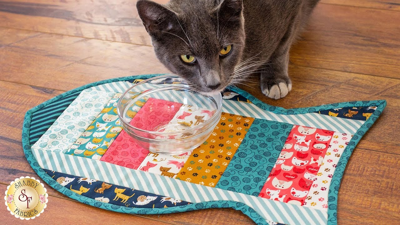 Reversible Cat Placemat Flannel Fabric. Cat Feeding Station Kitten Placemat Pet Food Placemat Cat Placemat Cat Face Shape Placemat