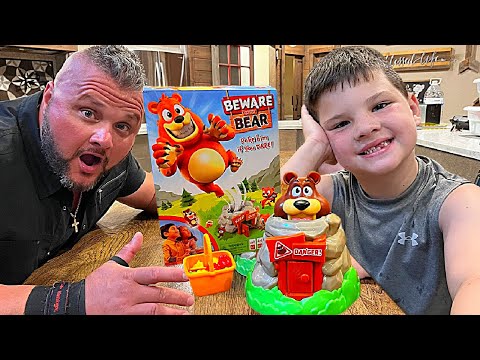 Caleb and Dad Play BEWARE of THE BEAR Family Fun Game for Kids! Best Board Game EVER!