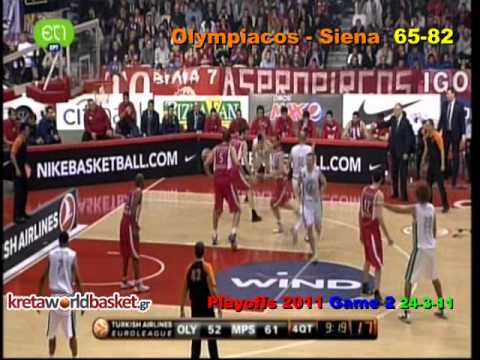 Euroleague 2011 Olympiacos Piraeus   Montepaschi Siena  65 82 Playoffs Game 2 highlights Basketball Ολυμπιακός ΟΣΦΠ Σιένα Μπάσκετ 24 3 2011