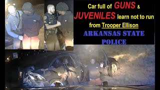 Juveniles flee from Arkansas State Police - Trooper Ellison ends that attempt - Car full of GUNS