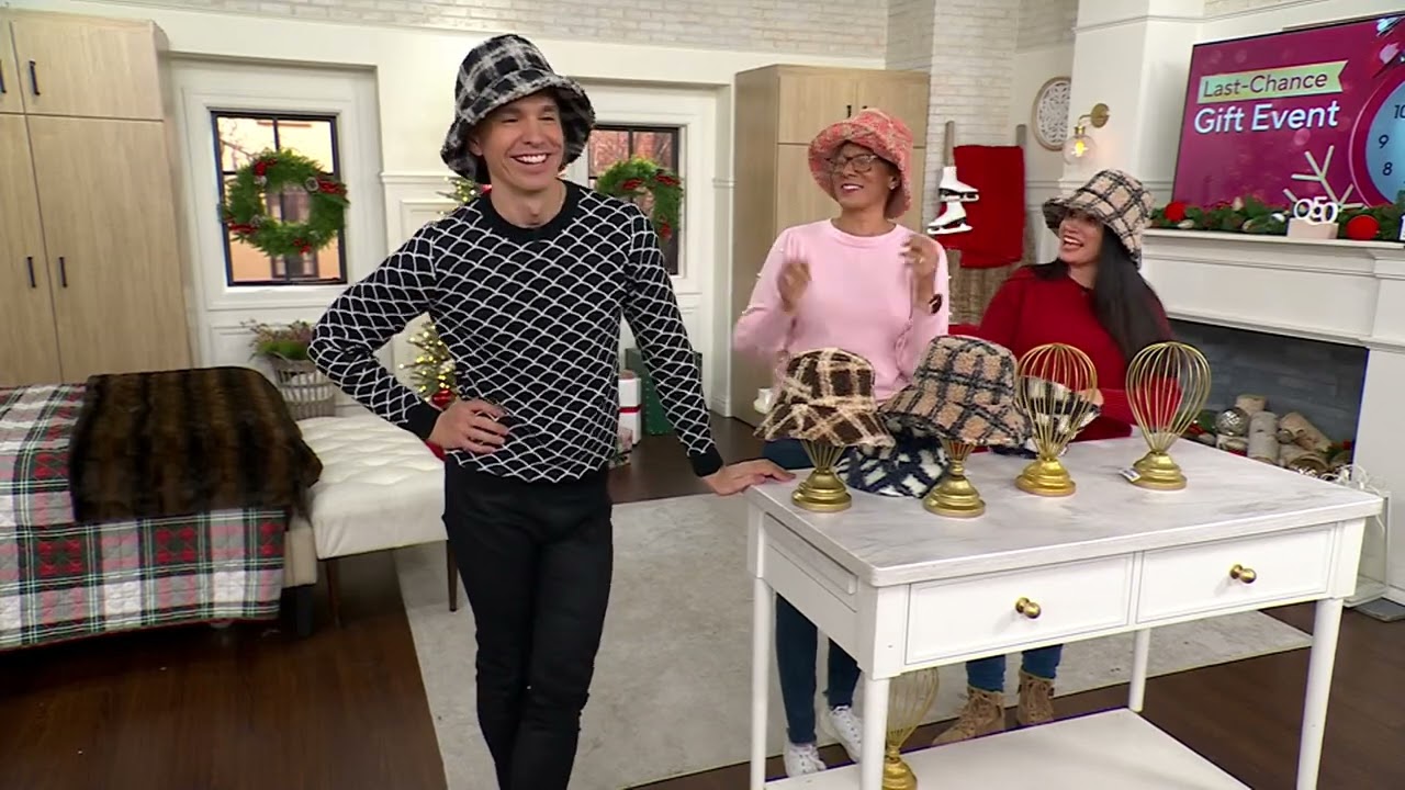 Sprigs Plaid Boucle Bucket Hat on QVC