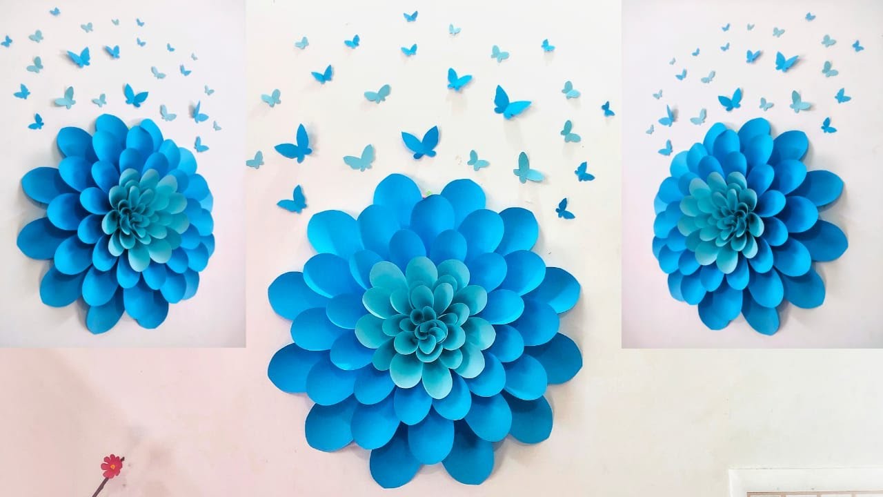 Flower wall hanging with paper large size paper flower for wall