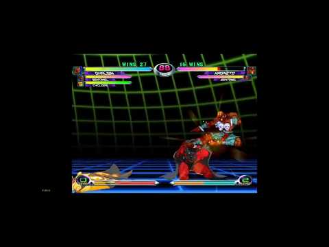 MvC2 Dhalsim 200% double snap drop trijump mix KO tech chase mix reset KO sequence w. Cyclops 122124