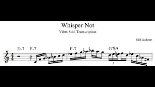 Milt Jackson "Whisper Not" Vibraphone Solo Transcription