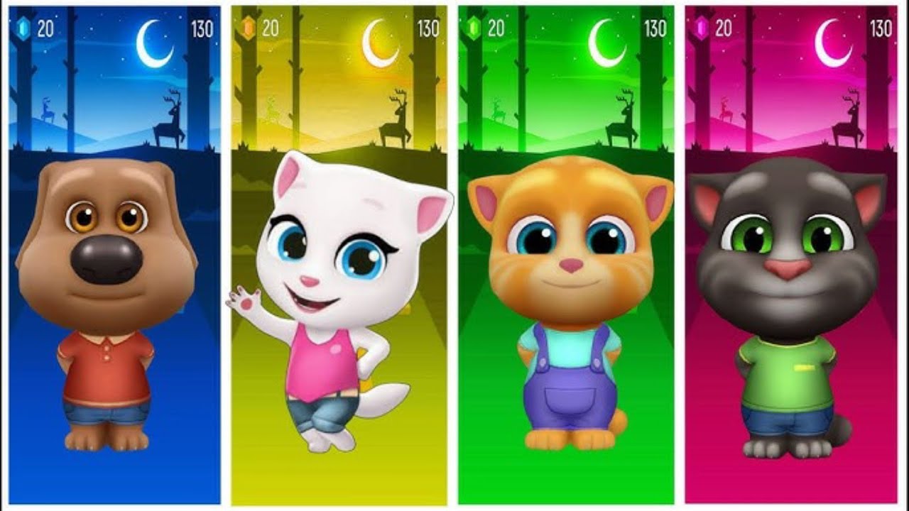 Talking Tom and Friends Tom 🆚 Angela 🆚 Ben 🆚 Hunk in Tiles Hop Coffen Dance Edm Rush