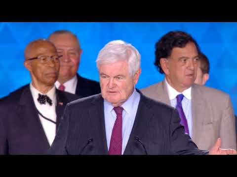 Newt Gingrich, former speaker of the US House speaker at Free Iran Rally in Paris.