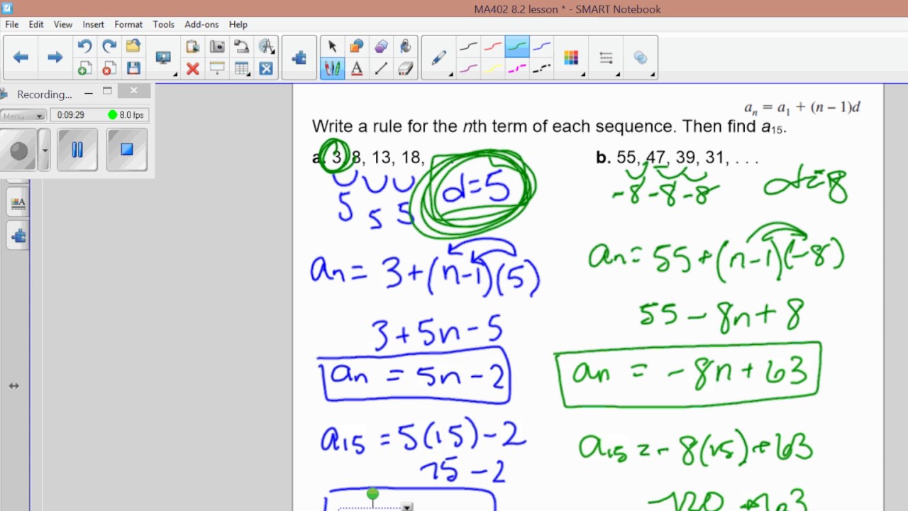 8.2 arithmetic sequences lesson video - YouTube