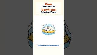 Lamb Sleeping On A Cloud Shaped Hay Bed🖍️ Free Coloring Page Online!