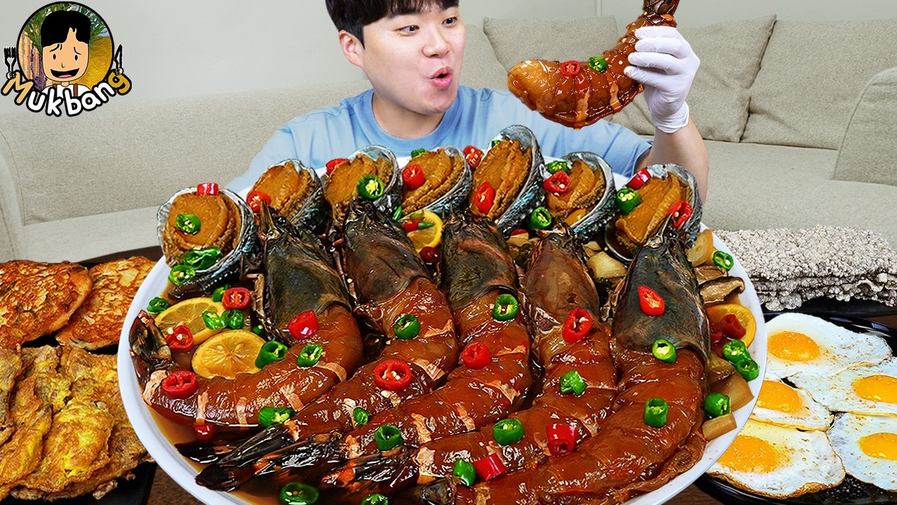 ASMR MUKBANG 집밥 직접 만든 킹블랙타이거새우 새우장 계란후라이 먹방! Marinated Raw Shrimp Korean Home Meal EATING REAL SOUND