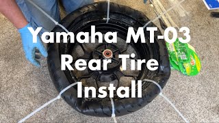 Yamaha MT03 Rear Tire Install #yamaha #yamahamt03 #motorcycle #diy #motorcyclemaintenance