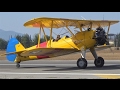 Boeing stearman biplane  takeoff landing airshow aerobatics in tanagra  afw 2016